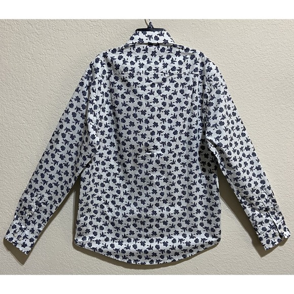 Club Room Men's Size Small Long Sleeve Button Up Shirt Blue Floral Pattern NEW - Picture 5 of 13